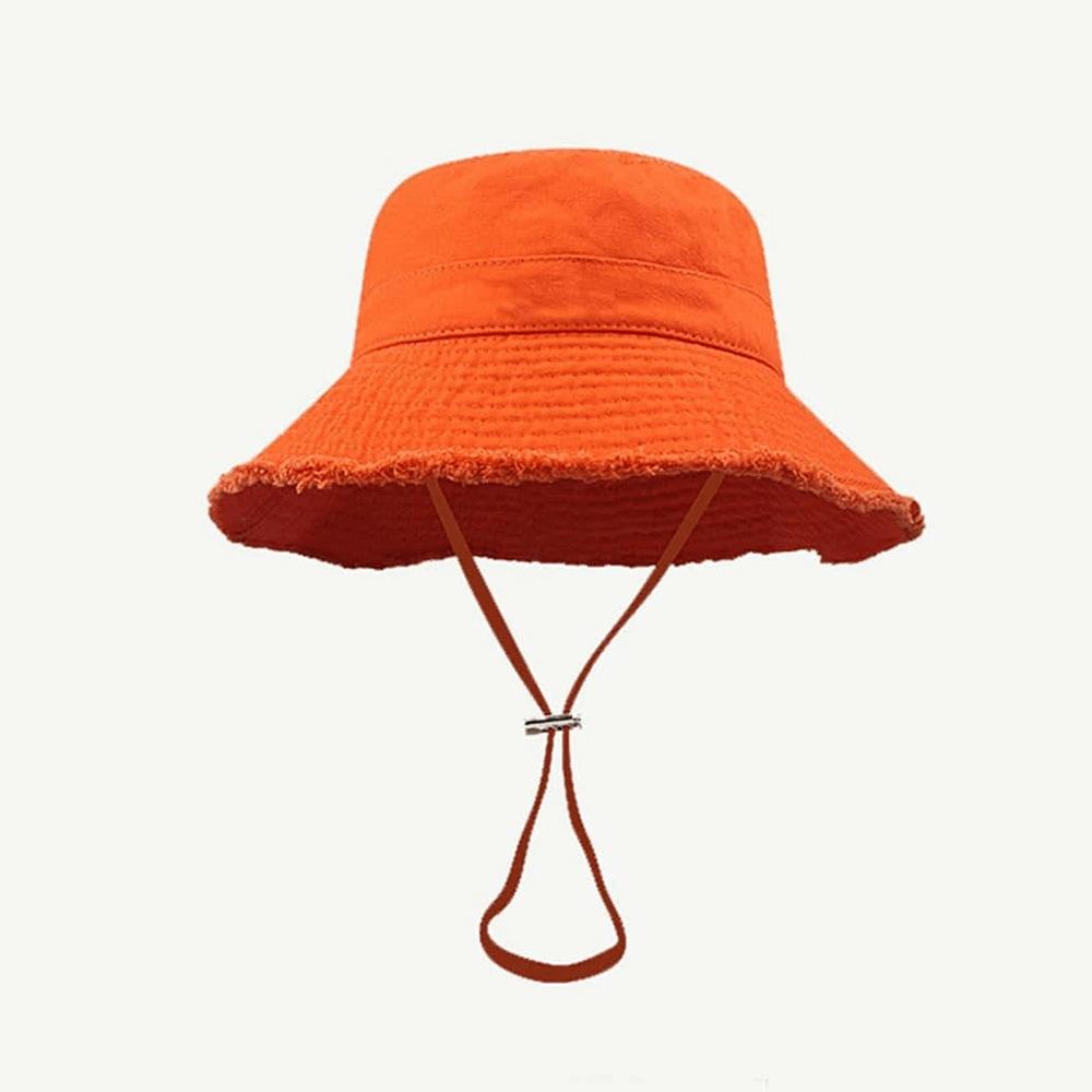 New Fashionable Style Bucket Hat Sun Resistant Adjustable Fisherman Cap Fringed Solid Color Summer Sunshade Hat Four Seasons