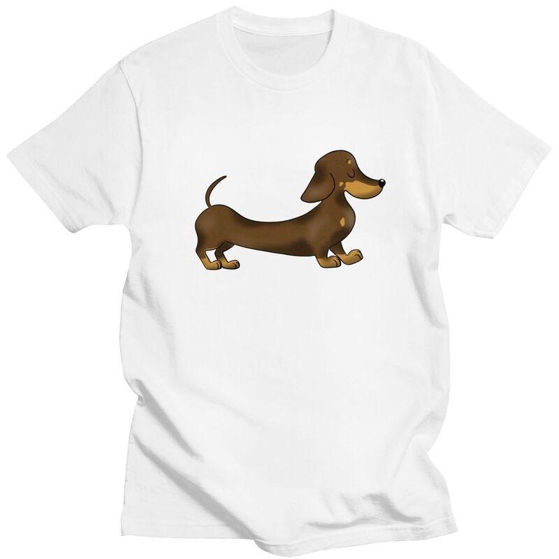 Custom Dachshund Love T Shirt for Men Tshirt Leisure Tees Short Sleeves Wiener Badger Sausage Dog Tshirts Slim Fit Clothing
