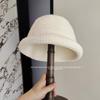 Korean version retro solid color wool hat women's warm and comfortable crimped knitted hat shows the face small thick wool bucket hat