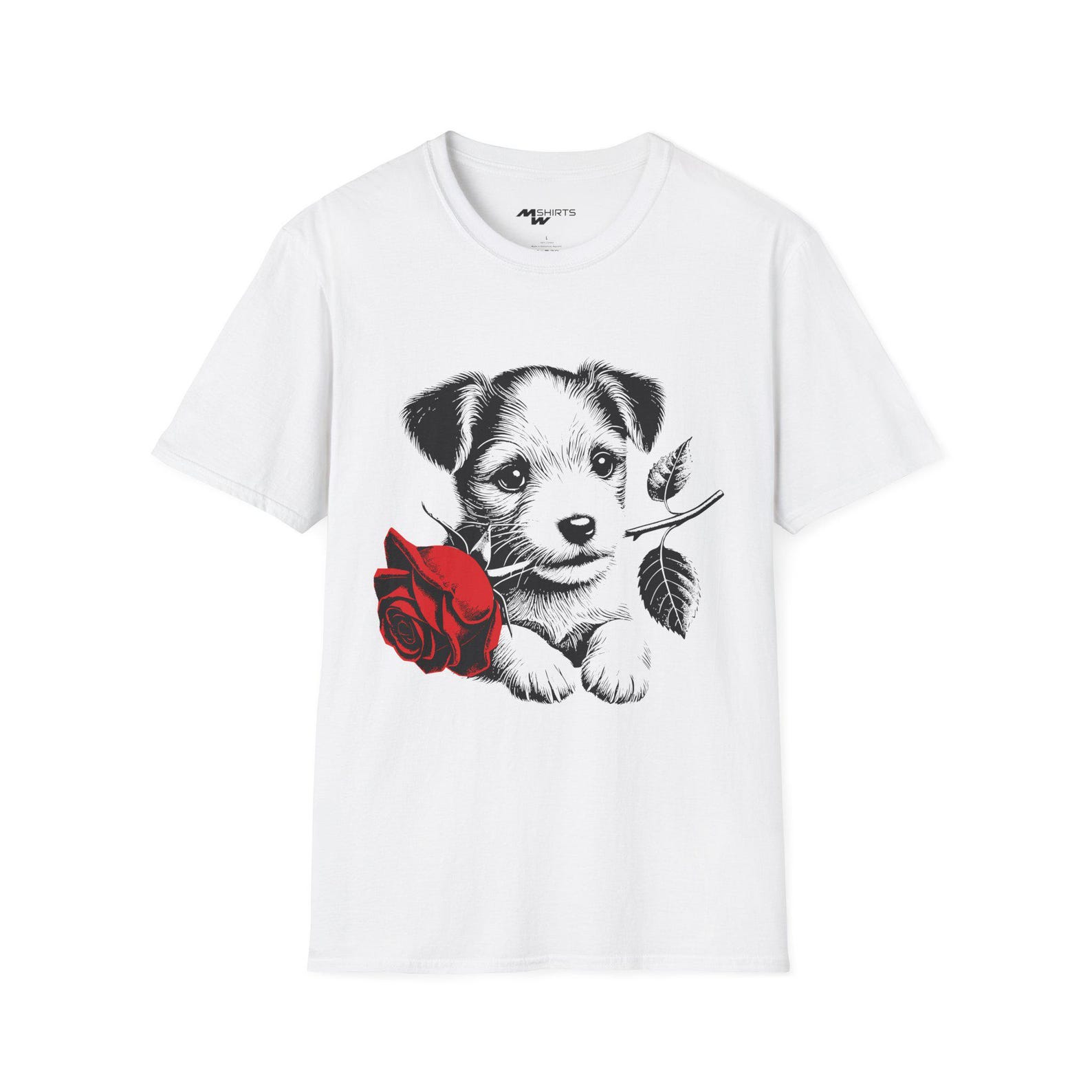 Vintage Puppy Rose Graphic T-Shirt - Dog Lover Gift S