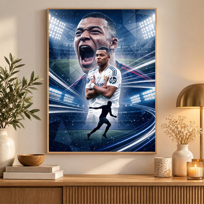 Kylian Mbappe Diamond Painting Kit 5D Full Drill DIY Diamond Mosaic Wall Art Home Decor