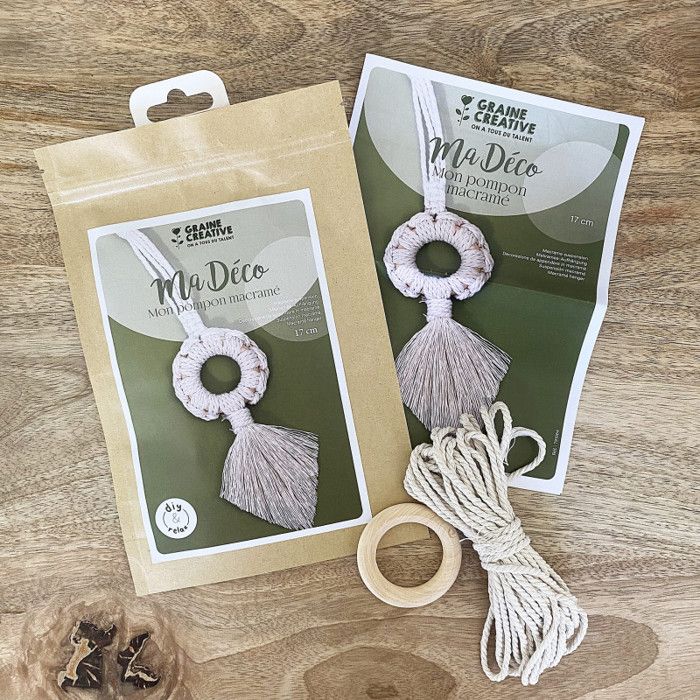 Kit créatif - Macramé - Pompon à suspendre - Accessoires inclus - Graine créative