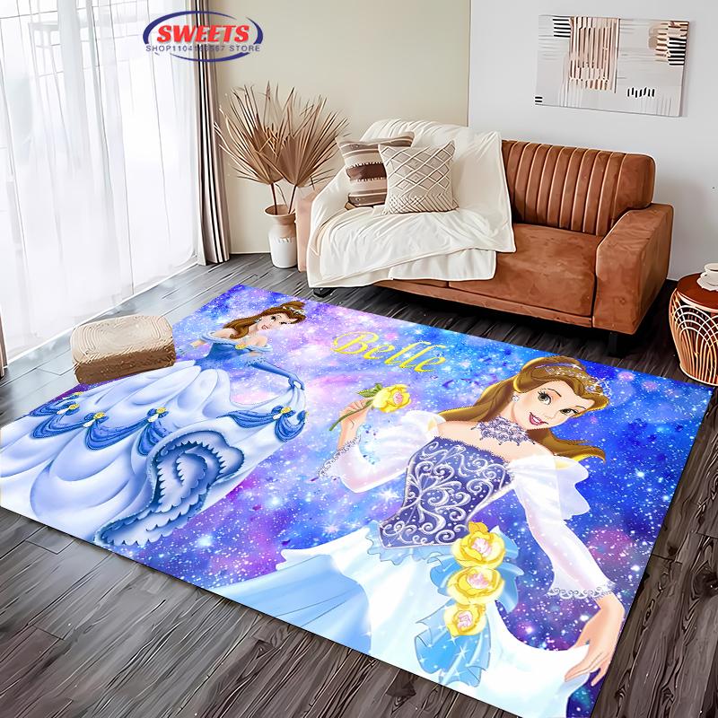 Neue Regale!Disney Belle Prinzessin Teppich, Wohnzimmer Schlafzimmer Bürobereich Kinderzimmer nach Wahl, Rutschfeste Maschinenwaschbare Matte