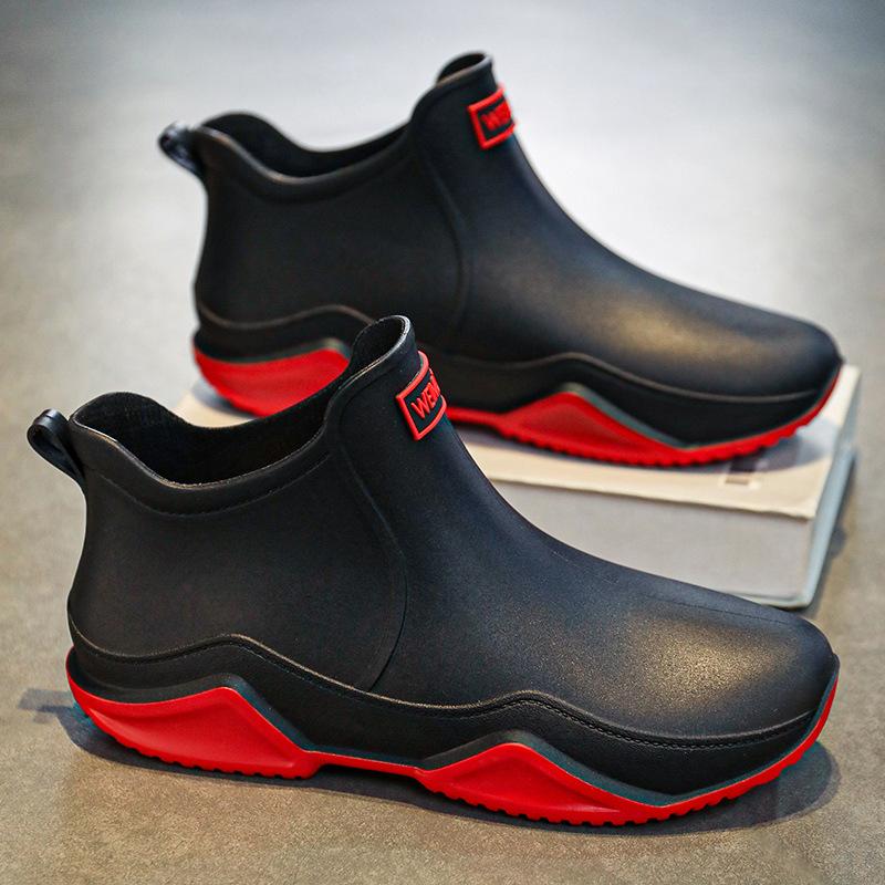 Fashion Fashionable Men's Women's Ankle Rain Boots Men's Non-slip Wear-resistant Waterproof Shoe Work Boots Suitable for Rainy Snowy Day