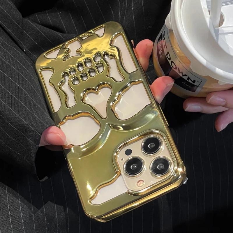 3D Hohl Schädel Callous Telefon Fall für iPhone 15 14 ProMax Plus 13 12 11 Pro Max Luxus Beschichtung Stoßfest Ghostface weiche Abdeckung