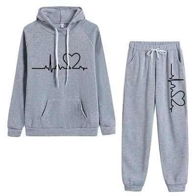 Woman Tracksuit Hoodies+Sweatpants 2-Piece Fashion Causal Jogging Sweatshirt Clothes Pullover Pant Sets