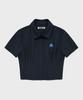 FALLETT Flower Wappen Crop Short Sleeve Shirt Navy