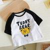 Kids Cotton Cartoon Short Sleeve T Shirt Breathable Splice Casual Top For Boys And Girls Summer Cute Clothes
