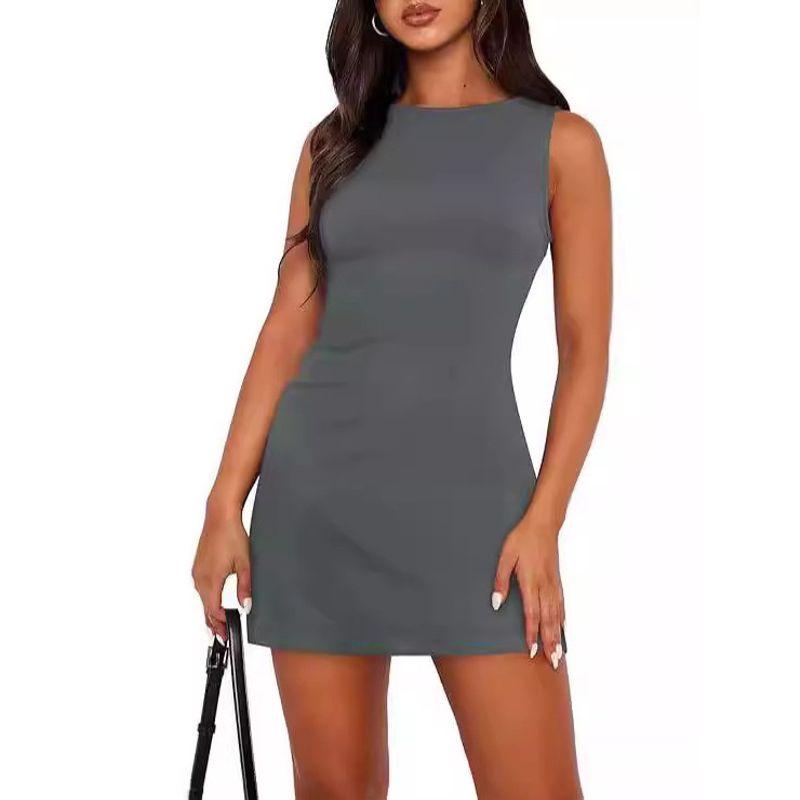 Solid Color round Neck Sleeveless Dress Solid Color round Neck Sleeveless Dress Female
