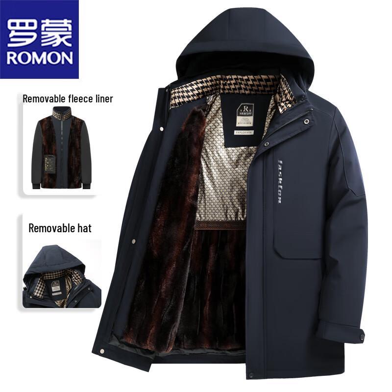 ROMON Men's Hooded Mid-Length Winter Padded Coat