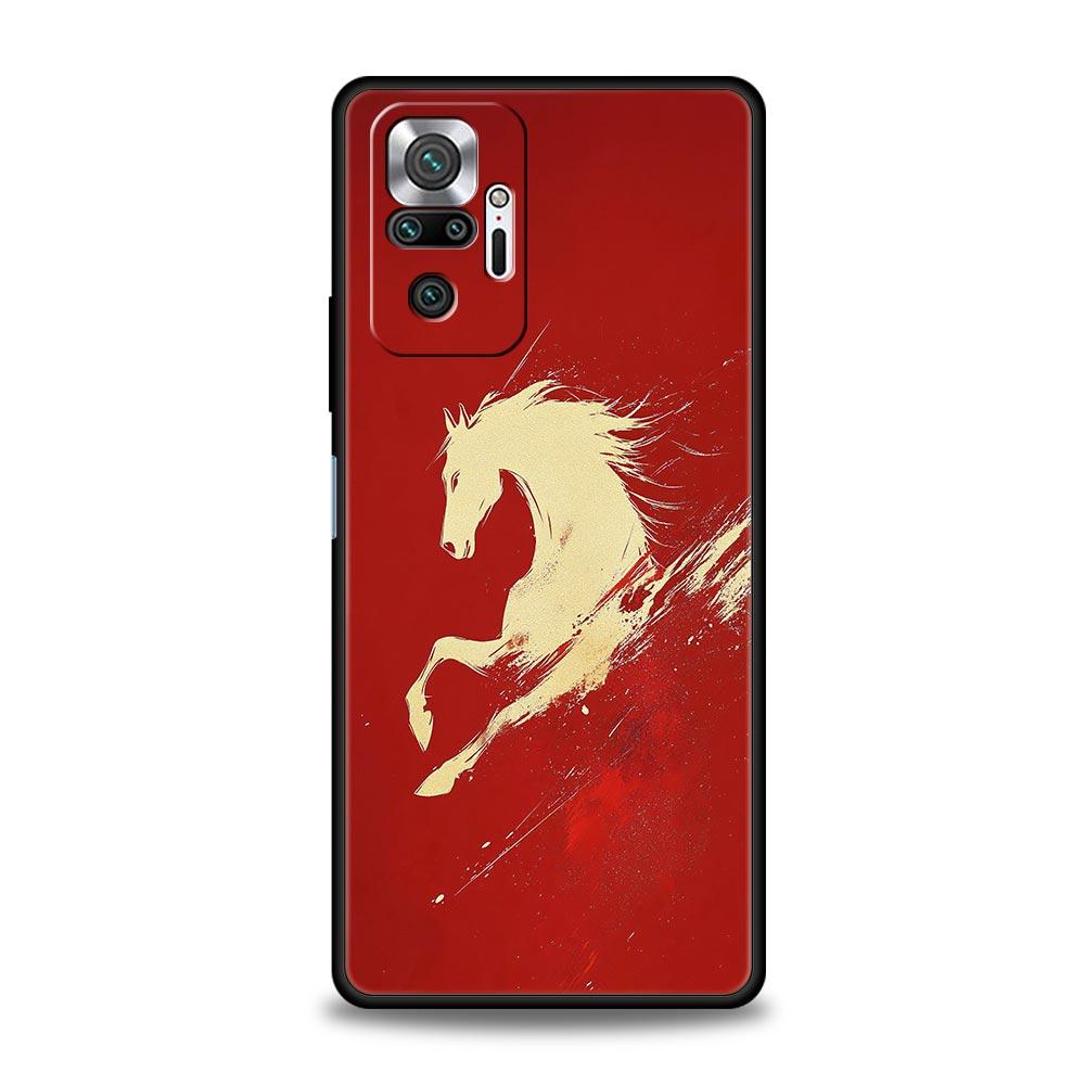 Phone Case Cover for Redmi 14C 10C Note 15 14 13 12 10 11 Pro Plus K40 Soft TPU Shockproof Fundas Shell Cartoon New Year Horse