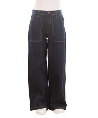 Happy Honu Baker Wide Stretch High Plus Sizes Denim Casual Women's Pants, Waist, M-4L, All-Season Bottoms, Style, LL/OW