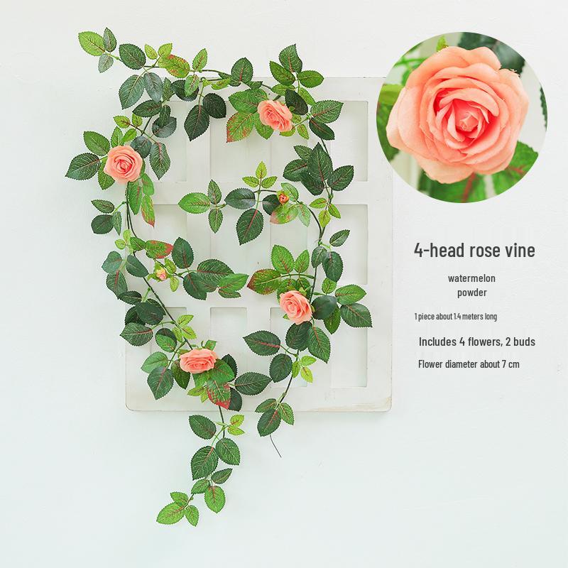 Luxurious Staircase Decor: Bionic Green Rose Vines & Leaves