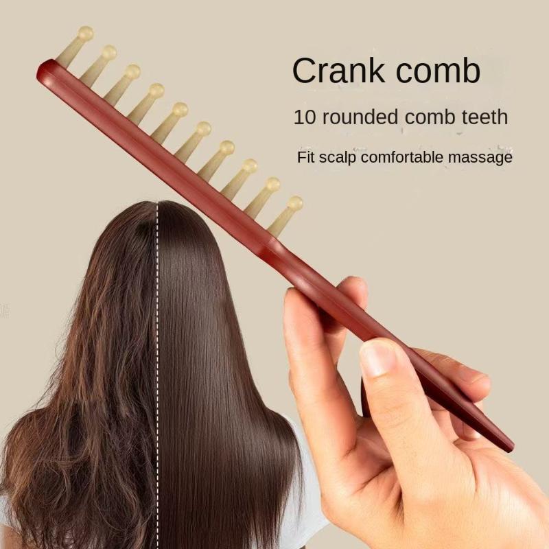 Holzkamm mit langem Griff und breiten Zinken zum Locken und Wellenstylen der Haare, professionelles Salonwerkzeug für schwarzes Haar und Perücken