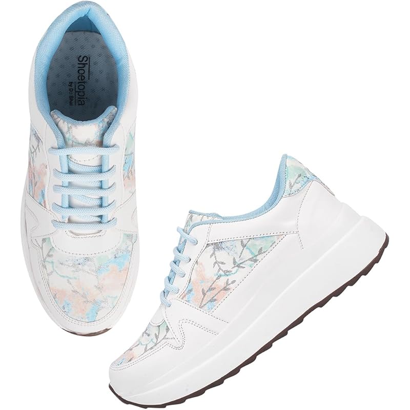 Shoetopia Women'S Flat Sneakers Blue,7 Uk