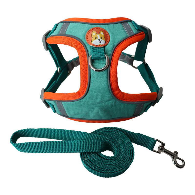 

Reflective Breathable Deerskin Dog Harness & Leash Set 2021 XL