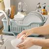 Draining Dish Rack with Drain Tray Prevents Water Accumulation Rack Large Partitioned Storage Organizer for Kitchen