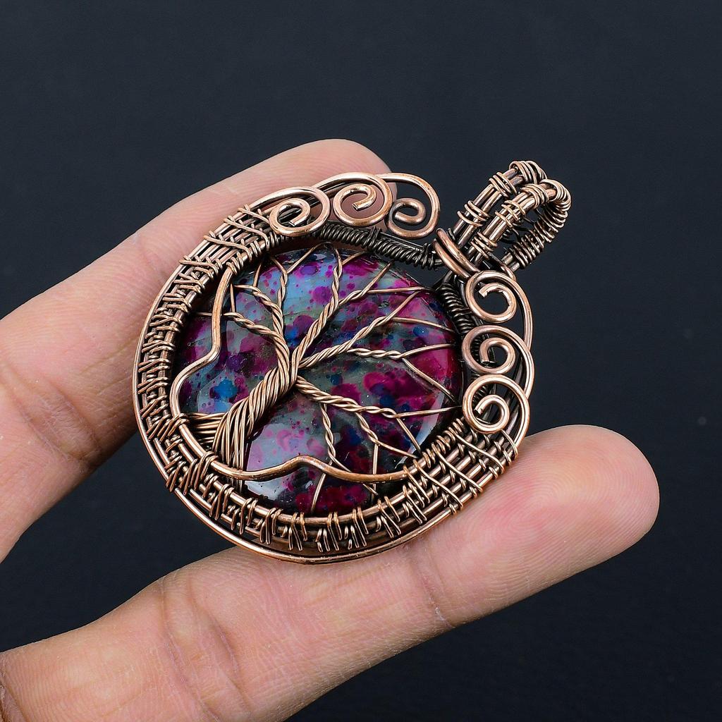 Tree Of Life Multi Fire Labradorite Pendant Gemstone Jewelry, 999 Copper Wire Wrapped Pendant, Gift For Women Handmade Pendant