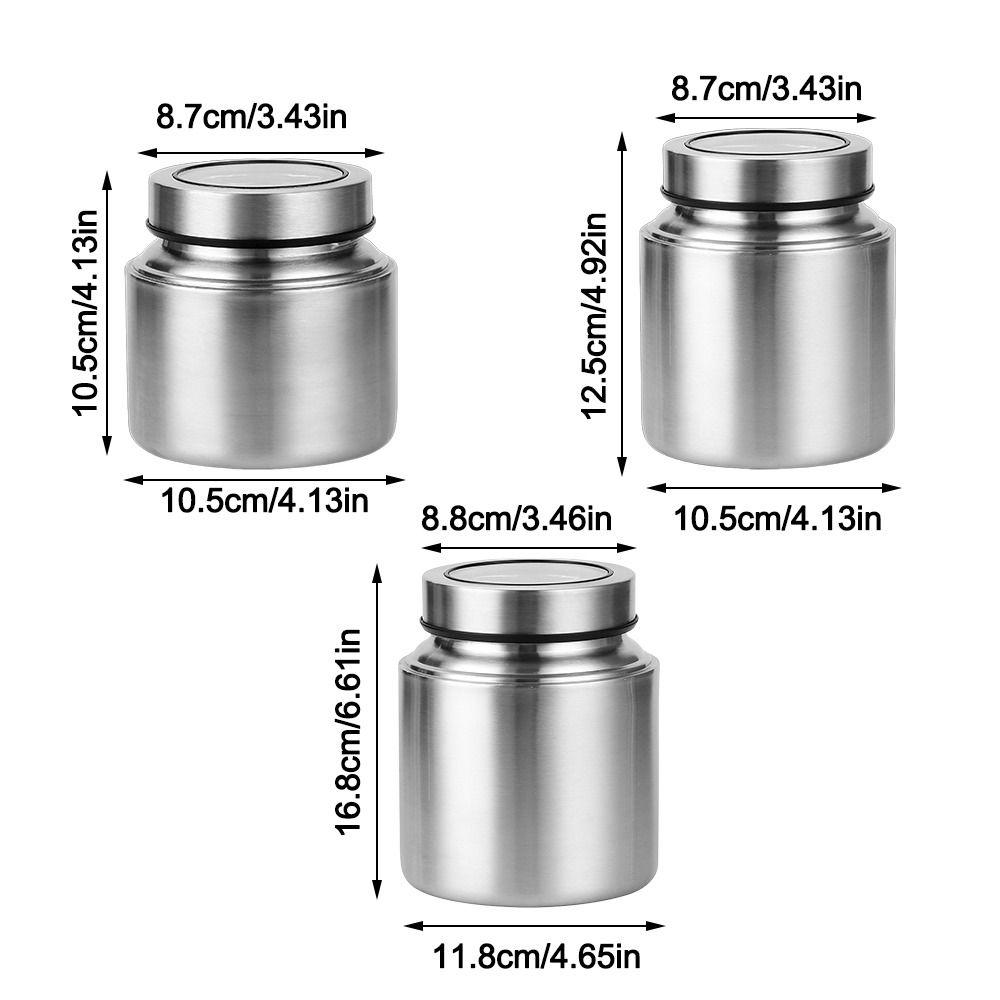 Stainless Steel Tea Tin 800/950/1500ml Large Capacity Tea Jar with Visual Cover Moisture-proof Coarse Grains Storage Box