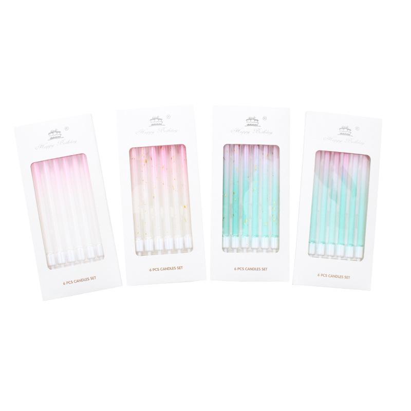 Gradient Pink and Green Straight Pencil Candle Party Gradient Pink and Platinum Candle