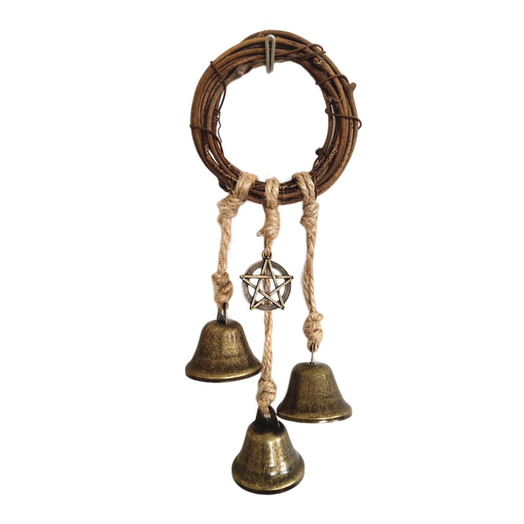 Witch Bell Door Handle Hanger Wiccan Wind Chime Bohemian Home Room Decoration with Protective Features for Indoor Use