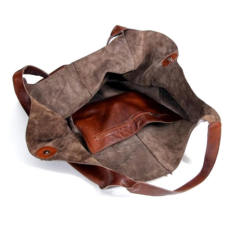 Vintage Soft PU Leather Tote Bag for Women New Large Capacity Shoulder Bag Luxury Handle Bags Splicing Hobo Bags Purse
