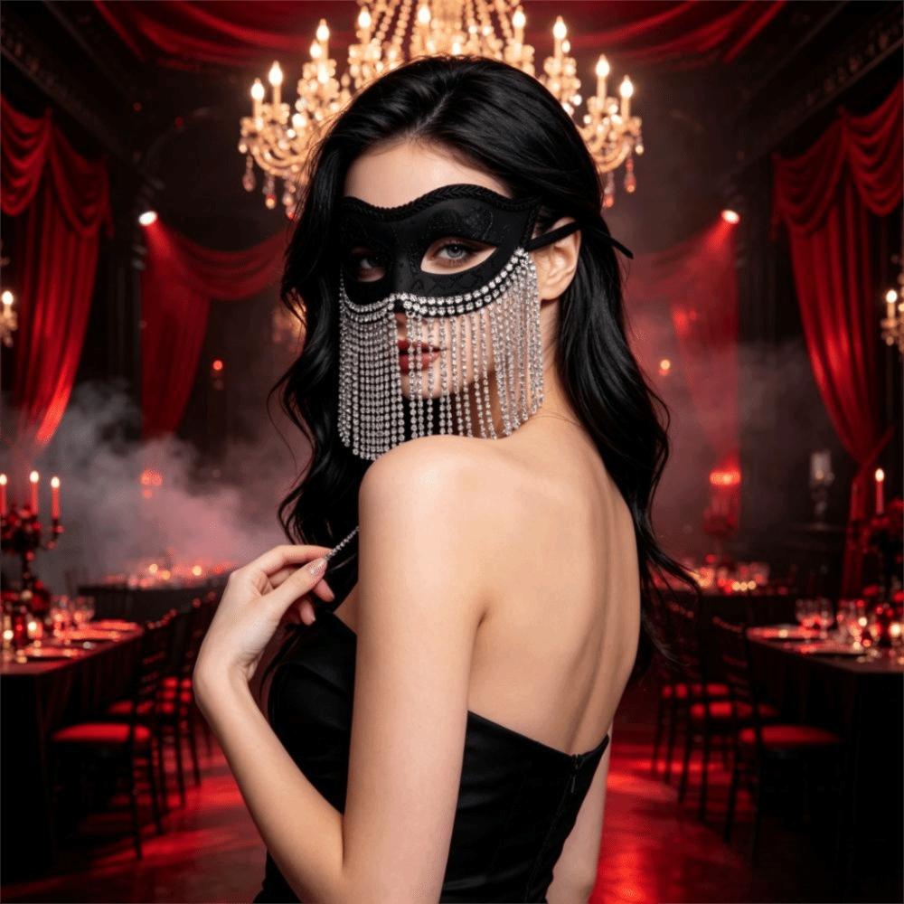 Rhinestone Masquerade Mask Half Face Halloween Mask Masquerade Half Face Mask Halloween Costume