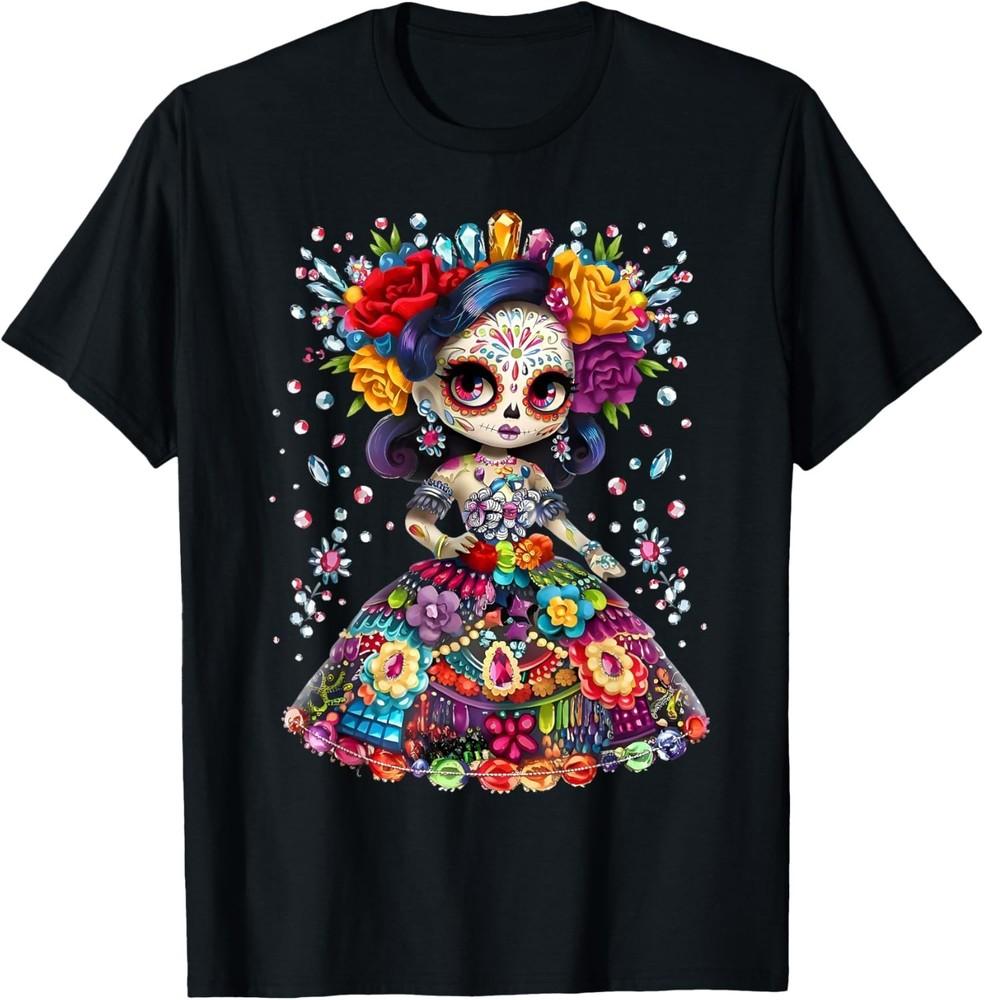 

Flower Woman Day Of The Dead Dia De Los Muertos Catrina T-Shirt unisex T-Shirt 3XL