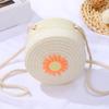 Children Shoulder Bag Straw Woven Flower Decor Pastoral Style Crossbody Bag Zipper