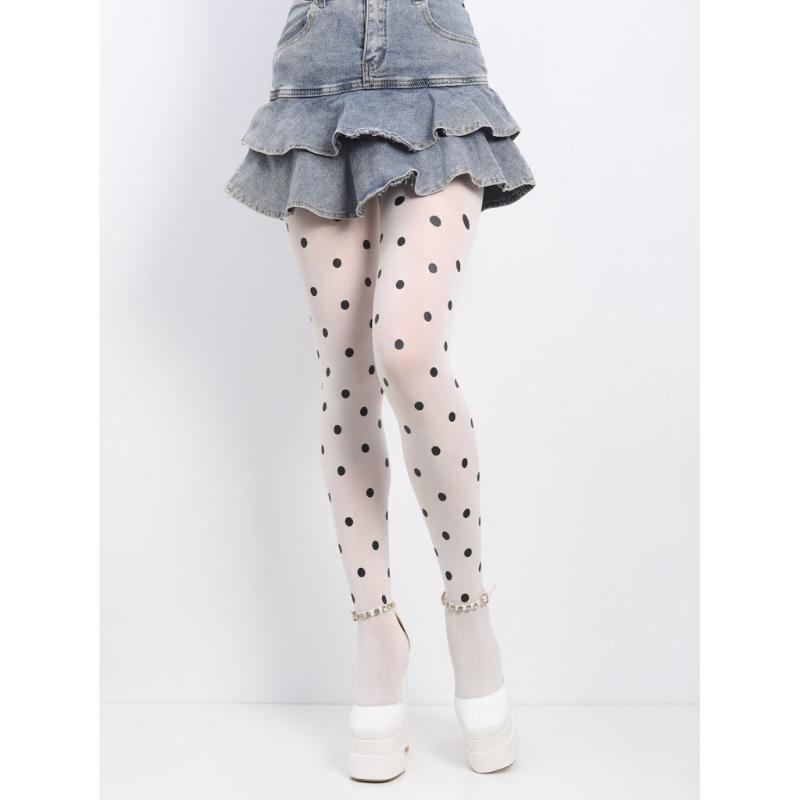 Vintage Dot Patterned Opaque Stockings Pantyhose for Women Japanese JK Girl Sexy Silky Footed Tights Thin Hosiery