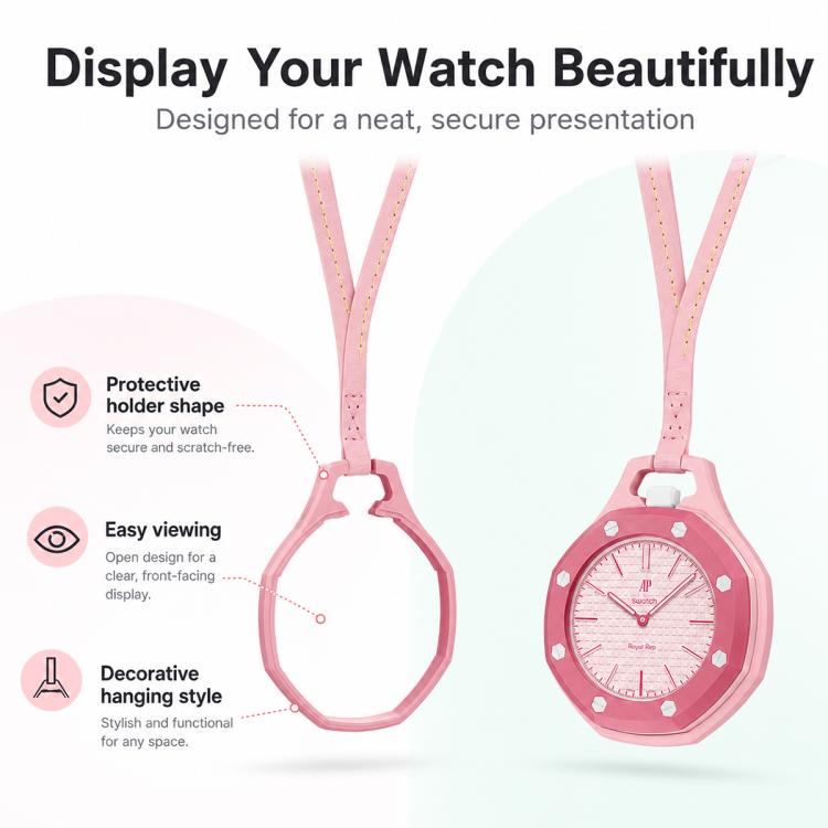 Calfskin Lanyard & Ceramic Protective Case for Swatch Royal Pop Pocket Watch, Lightweight Neck Lanyard Cover, Case Only