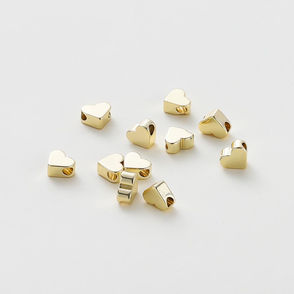 20PCS 14K 18K Gold Plated Brass Round Square Cross Flowers Beads Spacer Beads Jewelry Making Supplies DIY Necklaces Findings
