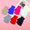 Unisex Winter Half-Finger Wool Gloves - Warm, Knit, Fingerless for Writing, Cold-Proof, Solid Color, Perfect for Spring/Autumn.
