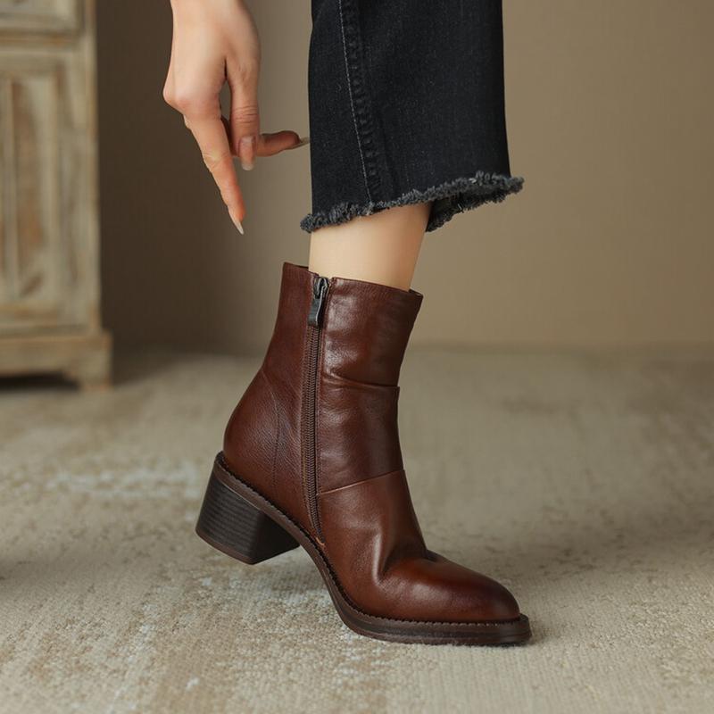 Fashion 2025 New Genuine Leather Fashion Concise Winter Boots Woman Nature Wool Snow Boots Zipper Ladies Platform Shoes Ankle Boots