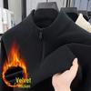 Herren-Hoodie aus Wolle und Sherpa mit halbem Reißverschluss, Winterfavorit, Fleece-gefüttert, dicker Stehkragen, Basisschicht