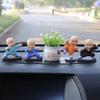 Shaking Head Monk Car Ornament Set - Cute Interior Decoration for Men and Women