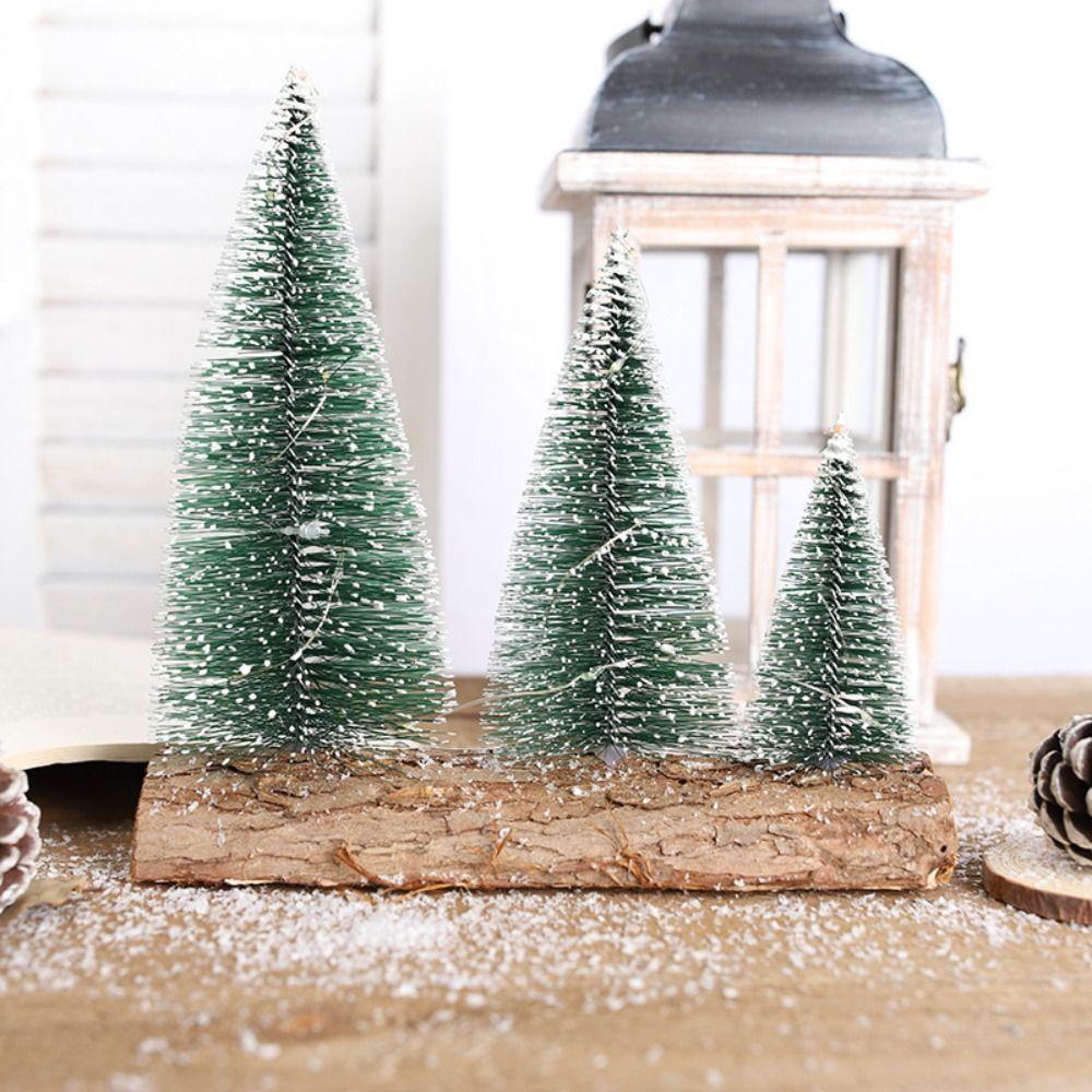 Mini Christmas Tree Ornament With Light Micro Landscape Model Crafts Snow Pine Tree  Kids