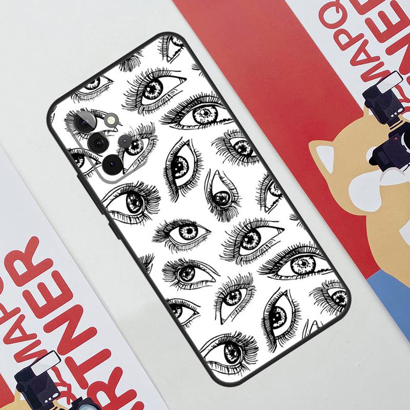 Scary Face Eyes Case For Samsung Galaxy A06 A16 A36 A56 A55 A35 A33 A53 A13 A23 A17 A54 A34 A14 A52 A32 A15