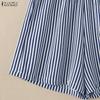 ZANZEA Women Short Sleeve Blouse and Shorts Summer Stripe Print Two Piece Suit Sets