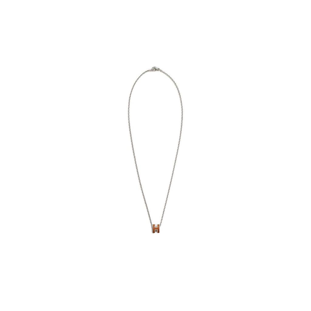 Hermes Mini Pop H Letter Pendant Necklace Women Necklace Silver H147992FPA9