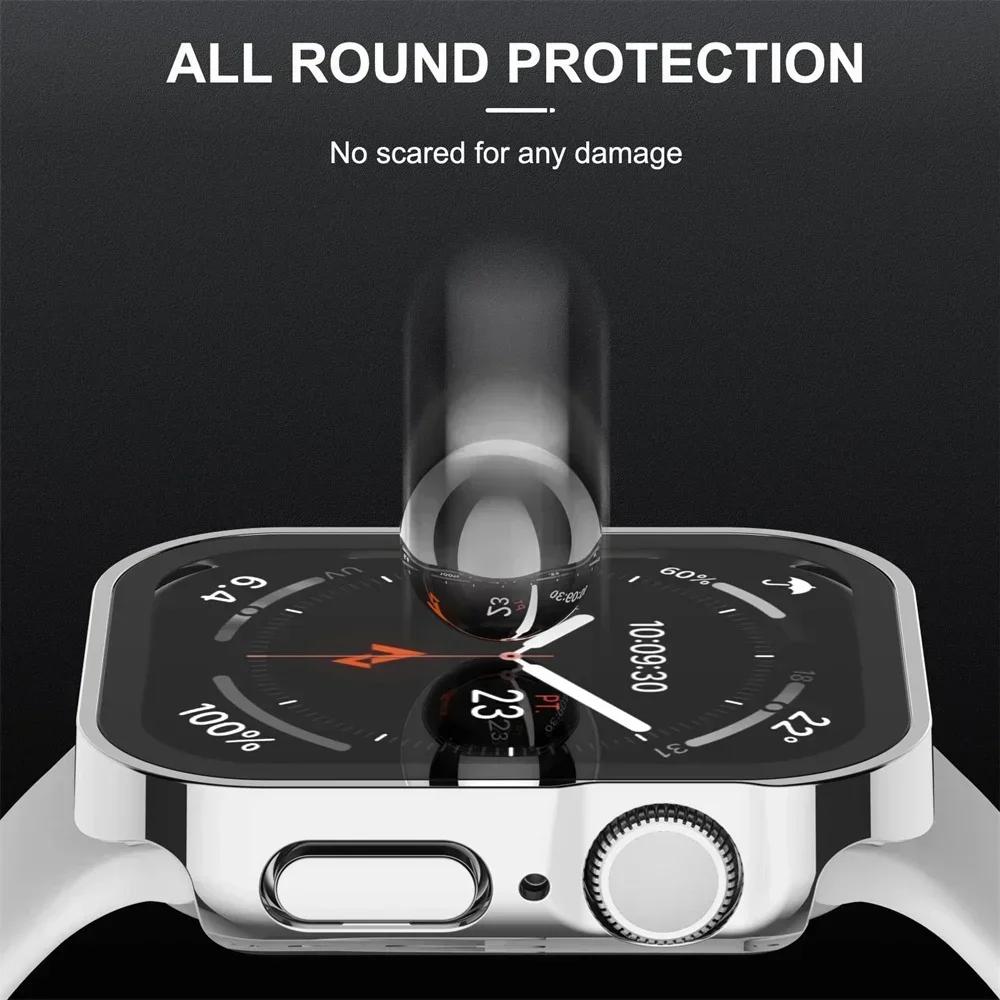 Waterproof Glass+cover For Apple Watch series11 10 9 8 7 6 se3 46mm 41mm 44mm 40m 41mm 45mm Ultra1/2/3 49mm Straight Edge Screen Protector accessories