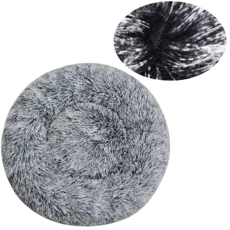 Pet Cat Dog Super Soft Bed Long Plush Donut Round Dog Kennel Washable Comfortable Fluffy Cushion Mat Winter Warm Dog and Cat Bed