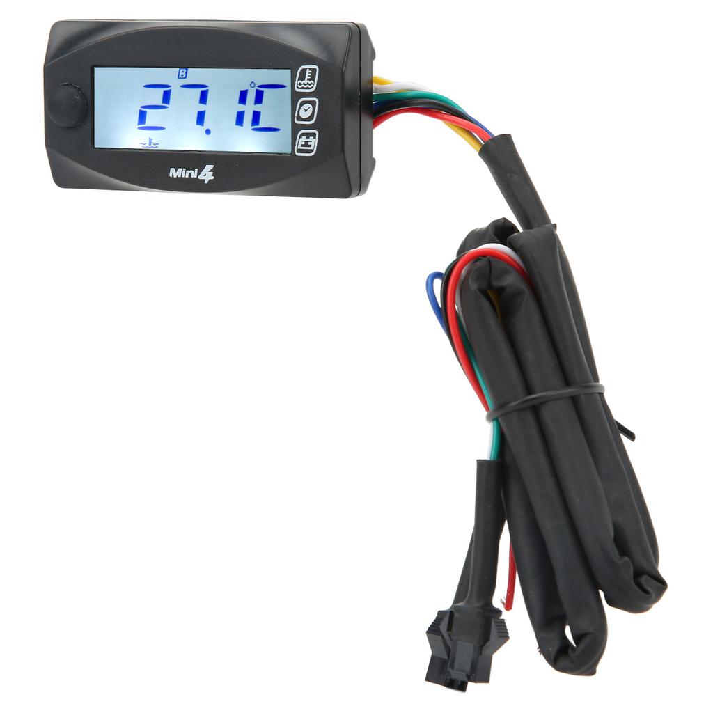 Motorcycle LCD Digital Gauge Voltage Meter Voltmeter Temperature Thermometer Time Display Sensor