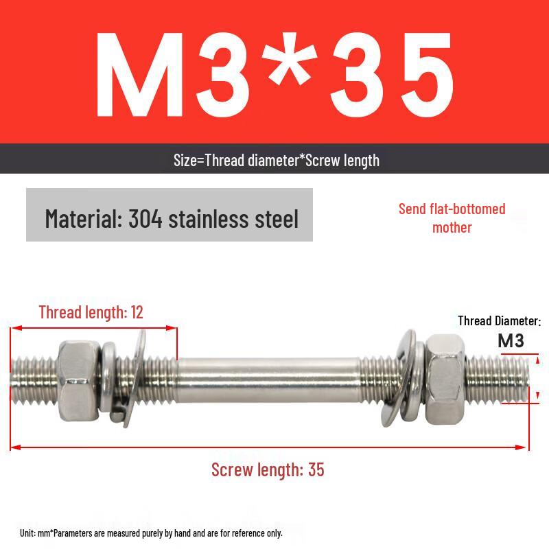 304 Stainless Steel Double-Ended Stud & Nut Kit