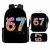Large Capacity Schoolbag with Shoulder Strap; Student Three-piece Pencil Case Set