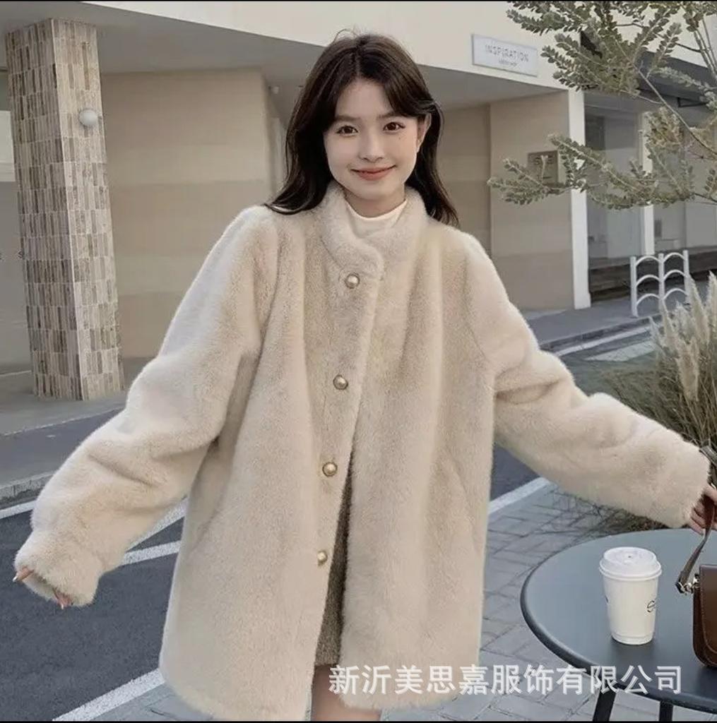 Fur integrated imitation mink fur coat women's medium and long Korean version loose mink fur coat 2024 winter