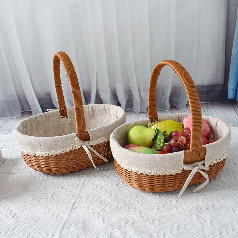 Outdoor Woven Rattan Storage & Picnic Basket with Lid – Ideal for Shopping, Gifts, Eggs & More