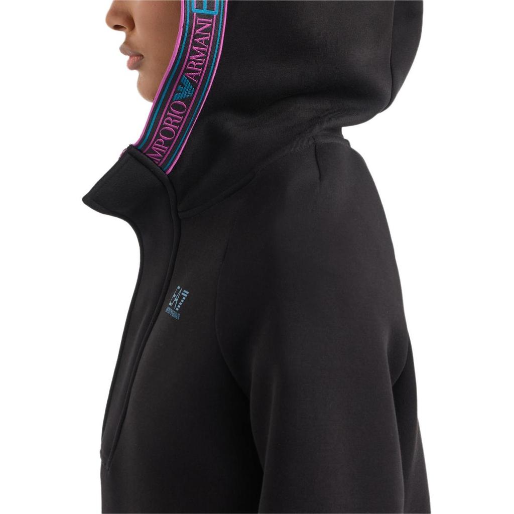 Emporio Armani EA7 Contrast Logo Hooded Sweatshirt Women sweatshirt Black 6DTM38-TJUXZ-1200