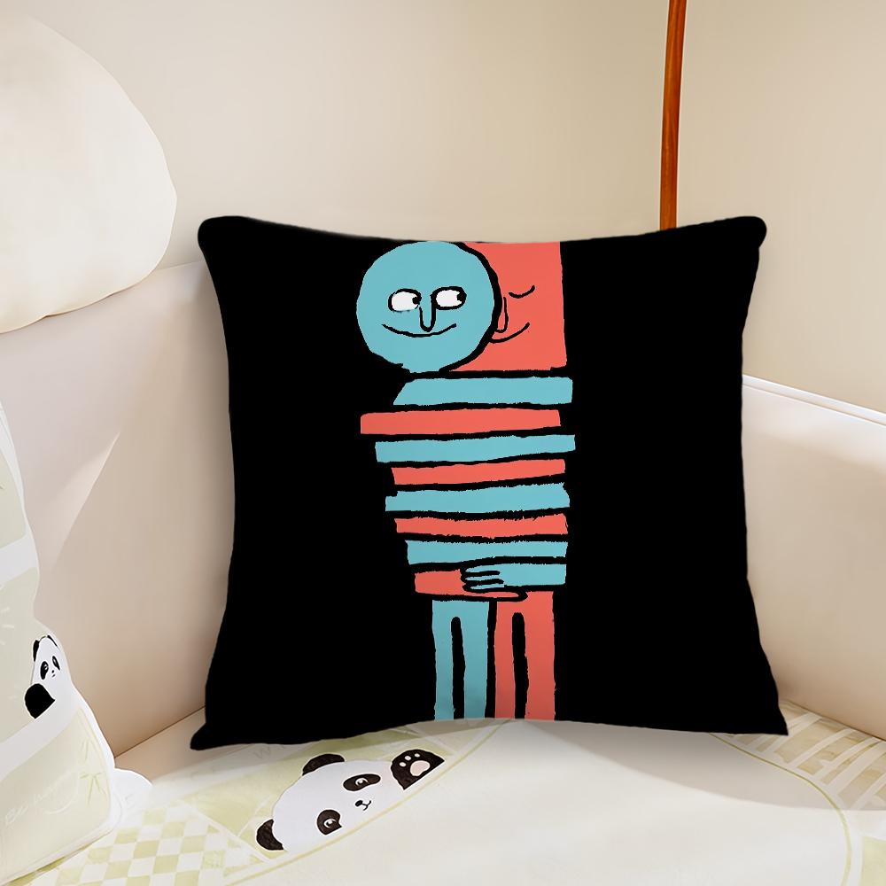 

Art cartoon cushion cover Sofa Decorative Home Headboard Bedroom Backrest Cushion Square Cushion J-Jean J-Jullien Nap Time 30cmx30cm