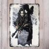 Metal Poster Raven Rose Gothic Vintage Wall Art Home Garage Decor